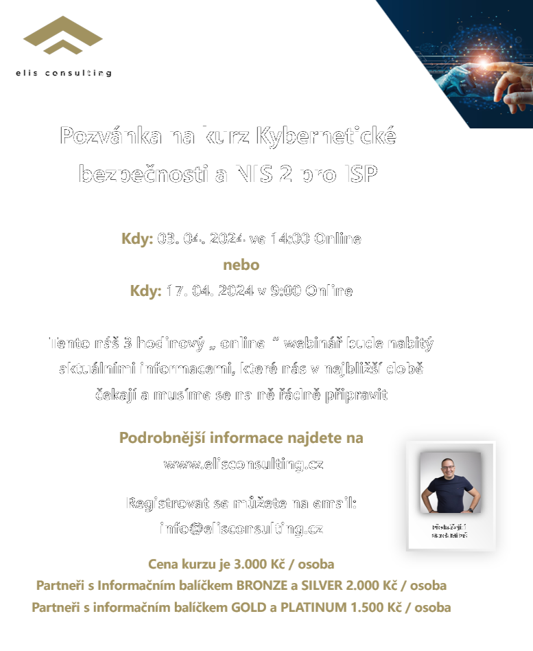Pozvánka na kurzy Kybernetické bezpečnosti a NIS2 pro ISP